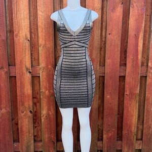 Guess Women’s Mini Black/Gold Bodycon Dress Size S